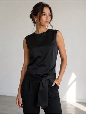 Helmut Lang Black  Tie-Hem Tank Top